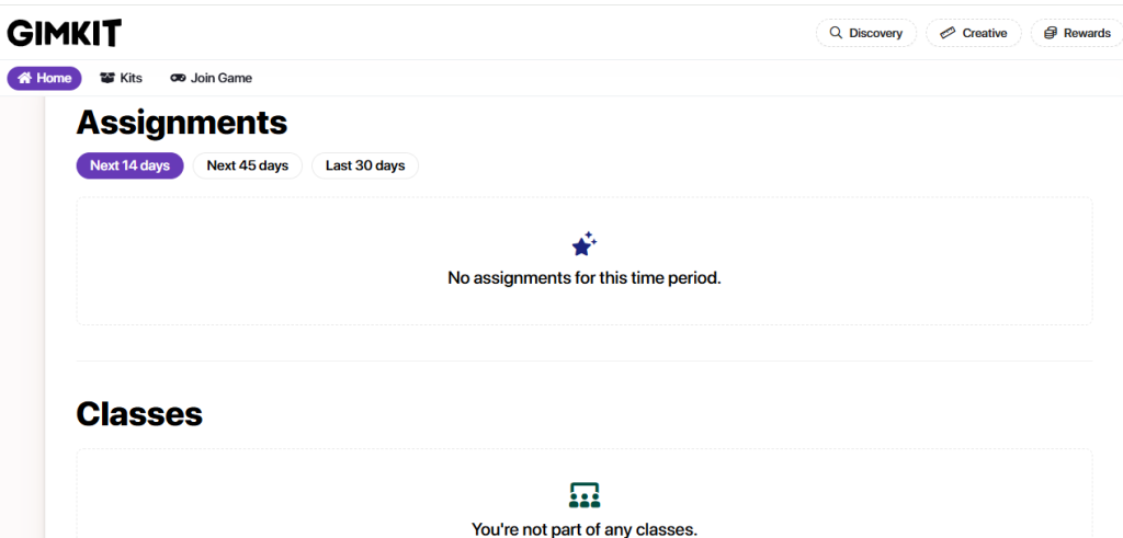 gimkit dashboard