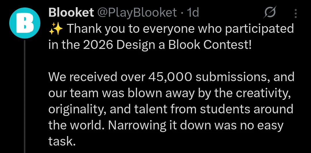 Blooket Announces 2026 Design a Blook Contest Winners 1 Blooket announcement of winners through X
