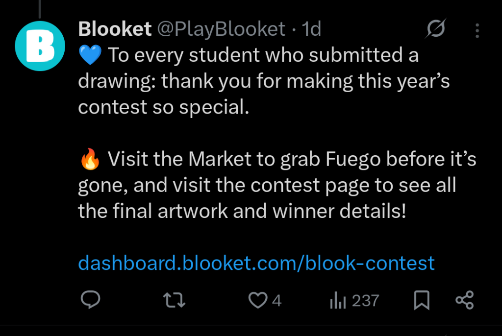 Blooket Announces 2026 Design a Blook Contest Winners 3 Thank you note from blooket